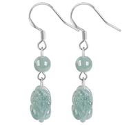 Ohrringe, Jade-Ohrringe Pendiente de jade for mujer Agua azul Fei Cui Jade Pi Yao Charm Piezas de plata pura Feng Shui Riqueza Amuleto Meditación Adorno Pendientes de cristal Dinero Suerte Prosperidad
