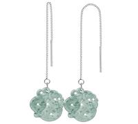 Ohrringe, Jade-Ohrringe Pendientes de dragón de jade Plata pura Dragón antiguo que lleva hebilla de armonía Agua azul Fei Cui Jadeit Donut Ear Stud Feng Shui Riqueza Amor Amuleto Colgante de oreja Cua