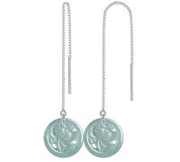 Ohrringe, Jade-Ohrringe Pendientes de flor de loto de jade Piezas de plata pura Hilos de oreja Amuleto de riqueza Feng Shui Gema de equilibrio de chakras Agua azul Fei Cui Flor de jade Colgante de ore