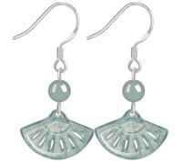 Ohrringe, Jade-Ohrringe Pendientes de jade Agua azul Fei Cui Jade Abanico plegable Colgante Encanto de cristal Piezas de plata pura Chakra Gema Jadeit Amuleto de abanico de mano japonés Pendiente anti