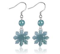 Ohrringe, Jade-Ohrringe Pendientes de jade Agua azul Fei Cui Jadeit Charms Flores auspiciosas Colgante Cristal Oreja Colgante Piezas de plata pura Chakra Gema Jadeit Amuleto Gota for el oído Amor Pros