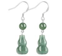 Ohrringe, Jade-Ohrringe Pendientes de jade Cuelga Cuentas de calabaza Nivel Fei Cui Jade Longevidad Pendientes de calabaza Gancho Joyería de vacaciones Feng Shui Rico Wu Lou Amuleto Chakra Gema Piezas