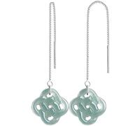 Ohrringe, Jade-Ohrringe Pendientes de jade cuelgan nudo auspicioso colgante nivel Fei Cui pendientes de jade joyería de vacaciones Feng Shui amuleto rico chakra gema piezas de plata pura pendientes de