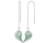 Ohrringe, Jade-Ohrringe Pendientes de jade Verde Fei Cui Jadeit Encantos de alas de ángel Auspicioso Romántico Cristal Colgante Hilos Piezas de plata pura Chakra Gema Jadeit Feng Shui Amuleto Cuarzo C