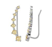 Ohrringe Rohlinge Set Ohr Manschetten 7 Kristalle Vier Sieben Stern Zirkon Schmuck Französisch Ohr Clip Silberne Herzohringe, Einheitsgröße, Metal, Sin piedra preciosa
