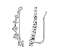 Ohrringe Rohlinge Set Ohr Manschetten 7 Kristalle Vier Sieben Stern Zirkon Schmuck Französisch Ohr Clip Silberne Herzohringe, Einheitsgröße, Metal, Sin piedra preciosa