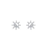 Ohrringe Set 925 Silber, Ohrstecker Silber Set Sonne mit Rundschliff Weiß Zirkonia Lustige Geschenke für Frauen