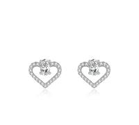 Ohrringe Set Silber Damen, Earrings Boho Hohles Herz mit Zirkonia 925 Silber Geschenk Beste Freundin