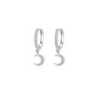 Ohrringe Set Silber Hängend, Earrings For Women Large Mond mit Rundschliff Weiß Zirkonia 925 Silber