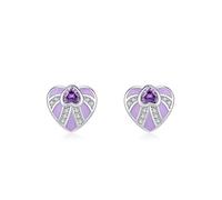 Ohrringe Set Silber Vintage, Earrings Women Herz mit Lila Zirkonia 925 Silber Geschenk Beste Freundin Geburtstag