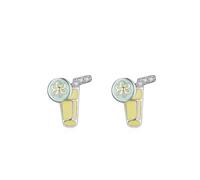 Ohrringe Silber 925 Groß, Ohrstecker Damen Silber Gelb Saft mit Rundschliff Weiß Zirkonia