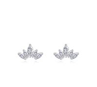 Ohrringe Silber 925, Ohrstecker Set Damen Silber Krone mit Tropfenschliff Weiß Zirkonia