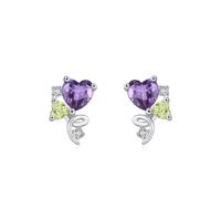 Ohrringe Silber, Boho Ohrringe Herz mit Lila Zirkonia 925 Silber Geschenk 18 Geburtstag Mädchen