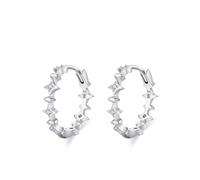 Ohrringe Silber Creolen Groß, Ohrhänger Silber 925 Set Sterne mit Zirkonia Geschenk Hochzeitstag