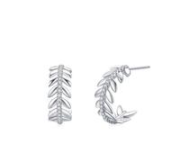 Ohrringe Silber Festlich, Ohrringe Sterling Silber 925 Blätter C-Form mit Rundschliff Weiß Zirkonia