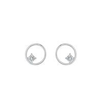 Ohrringe Silber Groß, Ohrklemme Silber 925 Hohlrund mit Zirkonia Schmuck Damen