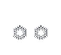 Ohrringe Silber Groß, Ohrringe Silber 925 Vintage Hohle Geometrische mit Rundschliff Weiß Zirkonia