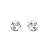 Ohrringe Silber Hängend Gothic, Earrings Silver 925 Mond mit Weiß Zirkonia Lustige Geschenke