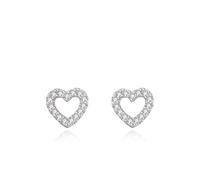 Ohrringe Silber Klein, Damen Ohrringe für Sommer Hohles Herz mit Zirkonia 925 Silber Geshenke Frauen für Geburtstag