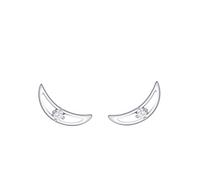 Ohrringe Silber Klein, Ohrringe Damen Modeschmuck Mond mit Rundschliff Weiß Zirkonia 925 Silber