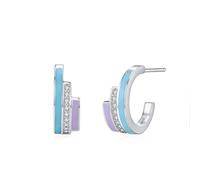 Ohrringe Stecker, Damen Ohrringe Silber 925 Set Silber Vintage U-Form mit Rundschliff Weiß Zirkonia