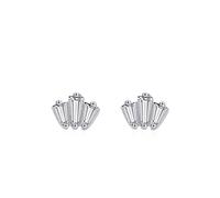 Ohrringe Stecker Frauen, Ohrringe Silber 925 Set Silber Krone mit Rechteckschliff Weiß Zirkonia