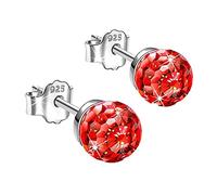 Ohrringe Tropfen Silber Damen Geschenk für Damen Jubiläum Kristalle Weihnachten Geburtstag Valentinstag Geschenke 6mm Ohrringe Ohrringe Ohrringe Vintage Blumen (rojo, talla única), Einheitsgröße,