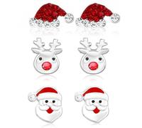 Ohrringe Weihnachten,Weihnachtsohrringe Damen,Weihnachtsohrringe Silber 925,Creative Weihnachten Ohrringe Cute,weihnachten Schmuck Geschenk,Ohrstecker Set, Plata