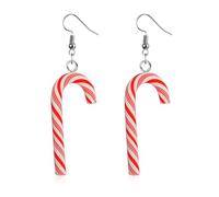 Ohrringe Weihnachten,Weihnachtsschmuck Damen,Zuckerstange Weihnachts Christmas Schmuck,Kugeln Outfit Weihnachtsugel,Acryl Süße Zuckerstangen Accessoires Weihnachtsoutfit,Ohrclips Weihnachts-Ohrringe
