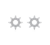 Ohrstecker Damen Sommer, Ohrringe Silber 925 Damen Silber Sonne mit Rundschliff Weiß Zirkonia
