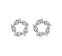 Ohrstecker Set Boho, Damen Ohrringe Groß Silber Hohle Blume mit Tropfenschliff Weiß Zirkonia 925 Silber