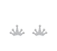 Ohrstecker Set Boho, Earrings Elegant Silber Krone mit Rundschliff Weiß Zirkonia 925 Silber