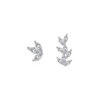Ohrstecker Set Damen, Earrings Silver 925 Silber Unregelmäßige Blätter mit Tropfenschliff Weiß Zirkonia