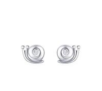 Ohrstecker Set Damen Silber, Ohrhänger Silber 925 Schnecke mit Rundschliff Weiß Zirkonia