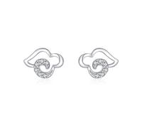 Ohrstecker Set Klein, Earrings For Women Large Silber Hohle Wolke mit Rundschliff Weiß Zirkonia 925 Silber