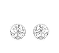 Ohrstecker Silber Creolen, Damen Ohrringe Vintage Baum mit Rundschliff Weiß Zirkonia 925 Silber