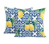 OHS Cojines para Exteriores con Estampado de limón 45 x 45 Pulgadas, Resistentes al Agua, para Muebles de jardín, para Interiores, súper Suaves, cómodos, Decorativos, Color Azul, Paquete de 2