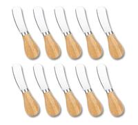 Ohsilv 10 Cuchillos para Untar Queso, Mini Cuchillo para Untar Mantequilla con De Madera, Juego De Cuchillos para Queso De Acero Inoxidable