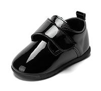 ohsofy Zapatos Oxford de piel sintética para bebé, suela suave y de goma, zapatos de vestir para boda, zapatos para caminar, B1_negro, 6-12 Months Infant