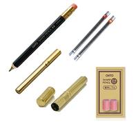 OHTO - Lápiz mecánico con goma de borrar (2 mm), repuesto HB, B (2 mm), exclusivo sacapuntas de latón (2 mm solamente) con núcleo de latón (2 mm solamente)