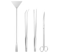 Ohtomber Aquascape - Kit de herramientas para acuario, 4 piezas de suministros de terrario, incluye pinzas largas para terrario, pinzas de alimentación, tijeras de acuario, raspador de algas de