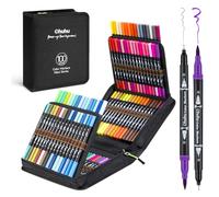 Ohuhu 100 Rotuladores Lettering Rotuladores Doble Punta, Profesionales Punta Fina Acuarelables para Adultos Dibujo, Caligrafía, Lettering, Mandalas, Maui - Bolsa de transporte