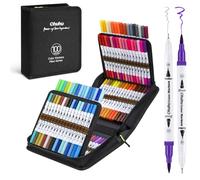 Ohuhu 100 Rotuladores Lettering Rotuladores Doble Punta, Profesionales Punta Fina Acuarelables para Adultos Dibujo, Caligrafía, Lettering, Mandalas, Maui - Bolsa de transporte