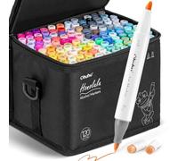 Ohuhu 120 rotuladores artísticos de colores con doble punta Rotuladores para niños, artistas, estudiantes de dibujo, ideales para dibujar, colorear, caligrafía, subrayar o hacer ilustraciones