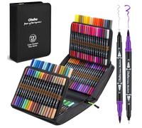Ohuhu 120 Rotuladores Lettering Rotuladores Doble Punta, Profesionales Punta Fina Acuarelables para Adultos Dibujo, Caligrafía, Lettering, Mandalas, Maui - Bolsa de transporte