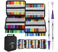 Ohuhu 160 Rotuladores Lettering Rotuladores Doble Punta, Profesionales Punta Fina Acuarelables para Adultos Dibujo, Caligrafía, Lettering, Mandalas, Maui - Bolsa de transporte