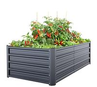 Ohuhu Cama de Jardín Elevada de 6 x 3 x 1,5 pies de Metal para Exteriores, Caja de Plantación de Acero Galvanizado Reforzado a Prueba de Óxido, 100% No Tóxico, Capacidad Grande de 202 Galones, Camas