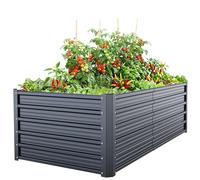 Ohuhu Cama de jardín elevada de metal de 6 x 3 x 1.9 pies para exteriores, caja de maceta reforzada de acero galvanizado a prueba de óxido, 100 % no tóxica, 256 galones de alta resistencia para