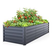 Ohuhu Cama de jardín elevada de metal de 8 x 3 x 1.9 pies para exteriores, caja de maceta reforzada de acero galvanizado a prueba de óxido, 100% no tóxica, 341 galones de alta resistencia para