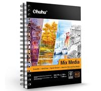 Ohuhu Cuaderno de Dibujo - 124 páginas / 62 hojas - 200 g/m² - Tapa Dura - Encuadernado en Espiral - Papel sin ácido, Sketchbook para Marcador Acrílico Acuarela, 254mm x 193mm